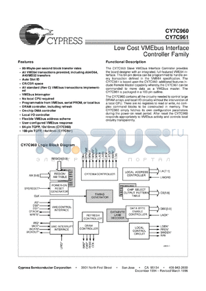 CY7C960-AC datasheet - Low cost VMEbus interface controller