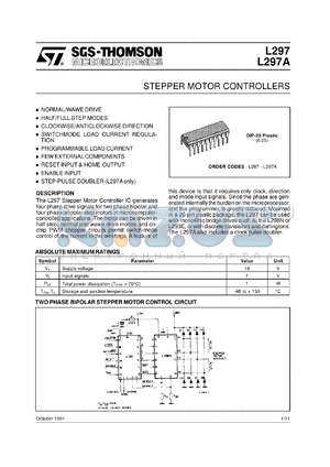 L297A datasheet - Stepper motor controller