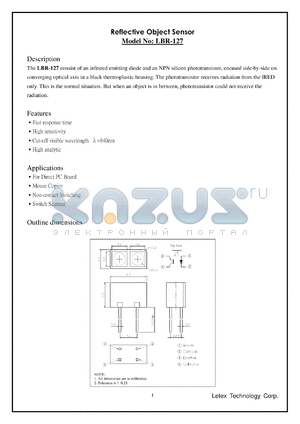 LBR-127 datasheet - Reflective object sensor.