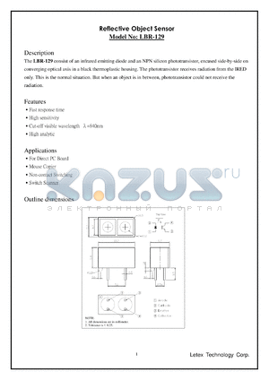 LBR-129 datasheet - Reflective object sensor.