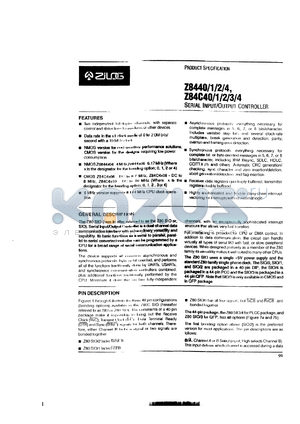 Z0844006PSC datasheet - Serial input/output controller, 6MHz