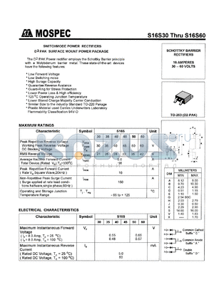 S16S40A datasheet - Dual 16A switchmode power rectifiers, 40V