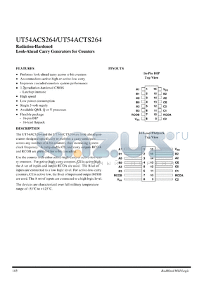 UT54ACTS264 datasheet - Radiation-hardened look-ahead carry generator for counters.