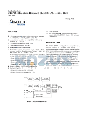 5962H3829435BXX datasheet - Radiation-Hardened 8Kx8 SRAM: SMD. Total dose 1E6 rads(Si). 85ns access time. QML class Q. Lead finish optional.