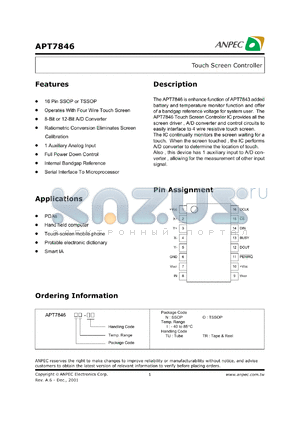 APT7844OI-TR datasheet - Touch screen controller