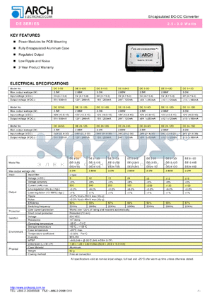 DE5-15S datasheet - 15 V, 3 W, encapsulated DC-DC converter