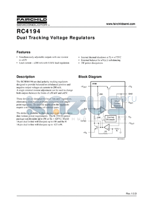 RM4194D datasheet - Dual tracking voltage regulators