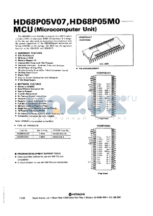 HD68P05V07 datasheet - 0.3-7 V, 1 MHz, microcomputer unit