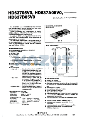 HD637A05V0C datasheet - 0.3-7 V, 1.5 MHz, CMOS microcomputer unit