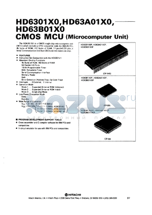 HD6301X0P datasheet - 0.3-7 V, 1 MHz, CMOS microcomputer unit