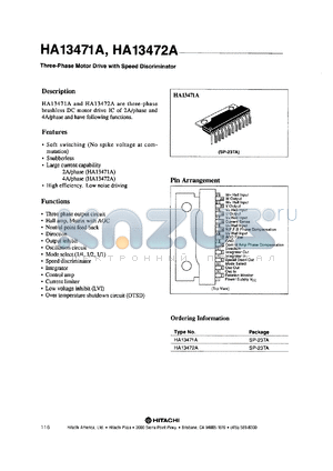 HA13472A datasheet - 4 A,  three-phase motor drive with speed discriminator