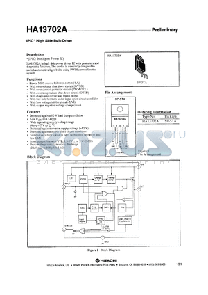 HA13702A datasheet - IPIC high side bulb driver