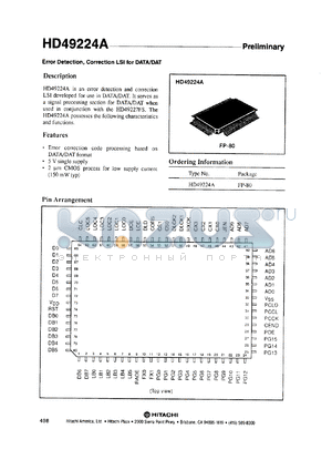 HD49224A datasheet - 0.3-7 V, error detection, correction LSI for data/DAT
