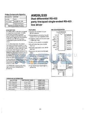 AM26LS30IN datasheet - 6 V, dual differential RS-422 party line/quad single-ended RS-423 line driver