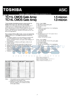 TC14L040 datasheet - 4 K usable gate, 1.0 micron, CMOS gate array