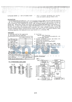 TC514100ASJL-60 datasheet - 60 ns, 1-bit generation dynamic RAM