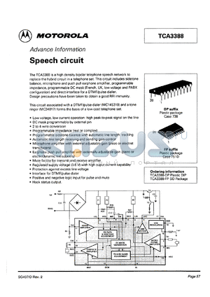 TCA3388-DP datasheet - Speech circuit.