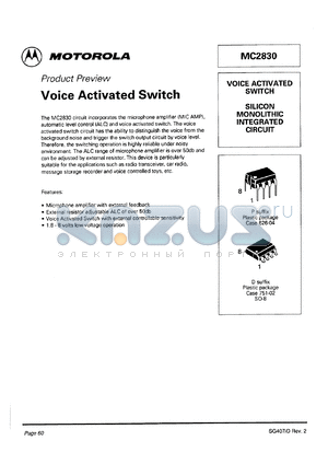 MC2830D datasheet - Voice activated switch. Silicon monolithic integrated circuit.