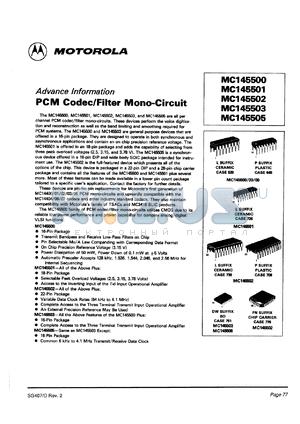 MC145503L datasheet - PCM codec/filter mono-circuit.