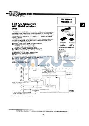 MC145041DW2 datasheet - 8-bit A/D converter with serial interface.