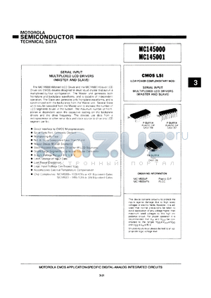 MC145000P datasheet - Serial input multiplexed LCD driver (master).