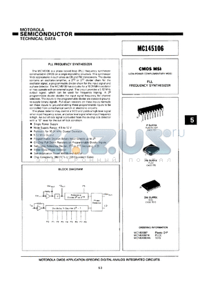 MC145106FN datasheet - PLL frequency synthesize.