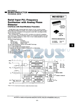 MC145159FN1 datasheet - Serial-input PLL frequency synthesizer with analog phase detector.