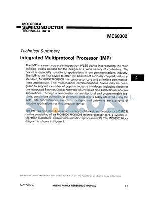MC68302IFE datasheet - Integrated multiprotocol processor (IPM).