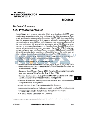 MC68605I datasheet - X.25 protocol controller.