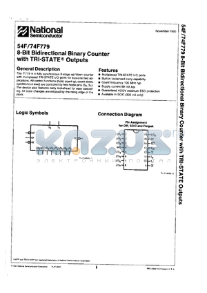 54F779PMQB datasheet - 8-bit bidirectional binary counter with TRI-STATE outputs. Military grade with environmental and burn-in processing shipped in tubes.