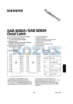 SAB8282A-P datasheet - Octal latch, non inverting (plastic).