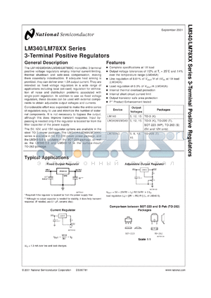 LM340-15 datasheet - 3-terminal positive regulator