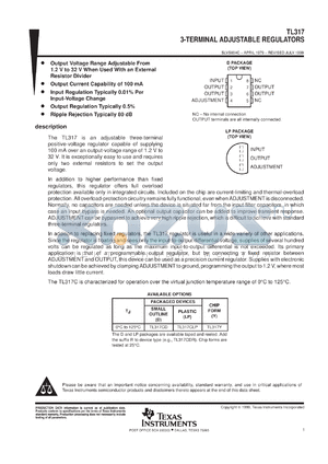 TL317C datasheet - 3-TERMINAL ADJUSTABLE REGULATORS