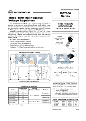 MC7915ACD2TR4 datasheet - Three-Terminal Negative Voltage Regulator