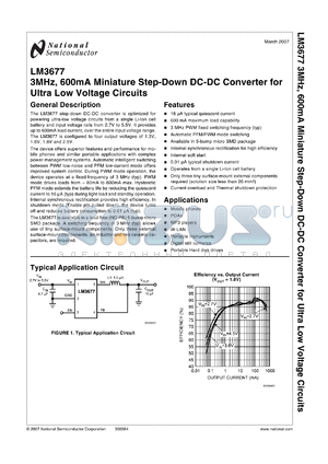 LM3677TL-1.8 datasheet - 3MHz, 600mA Miniature Step-Down DC-DC Converter for Ultra Low Voltage Circuits