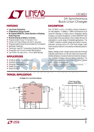 LTC4001 datasheet - 2A Synchronous Buck Li-Ion Charger