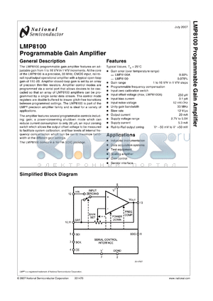 LMP8100AMA datasheet - Programmable Gain Amplifier