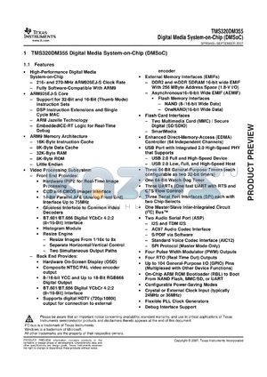 TMX320DM355ZCE270 datasheet - Digital Media System-on-Chip (DMSoC)