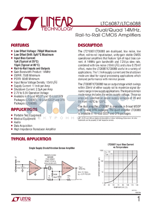 LTC6087CMS8 datasheet - Dual 14MHz, Rail-to-Rail CMOS Ampliers