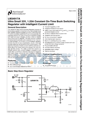 LM34917A datasheet - Ultra Small 33V, 1.25A Constant On-Time Buck Switching Regulator with Intelligent Current Limit from the PowerWise^ Family