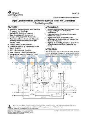 UCD7230RGWTG4 datasheet - Digital Control Compatible Synchronous Buck 4-A Drivers with Current Sense Condi