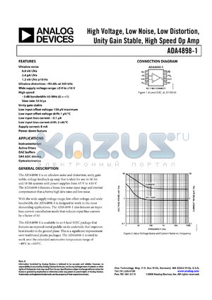 ADA4898-1YRDZ datasheet - High Voltage, Low Noise, Low Distortion, Unity Gain Stable, High Speed Op Amp
