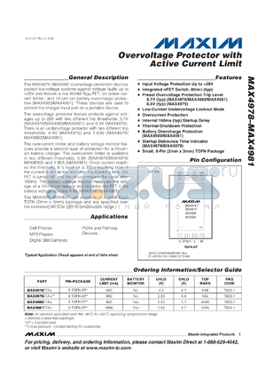 MAX4980 datasheet - Overvoltage Protector with Active Current Limit