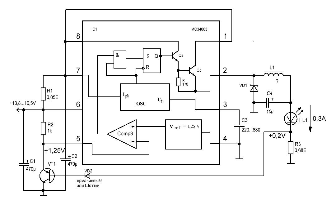 Схема Драйвера Светодиода Mc34063