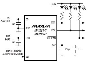 Типовая схема включения MAX8804Y, MAX8804Z