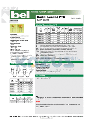 0ZRF0008FF datasheet - Radial Leaded PTC