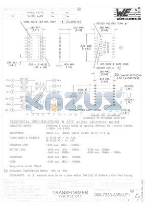 000-7333-30R datasheet - TRANSFORMER