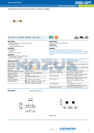 0001.2705.22 datasheet - Surface Mount Fuse