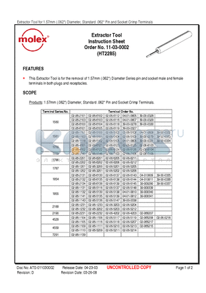 0002-06-7104-C datasheet - Extractor Tool Instruction Sheet