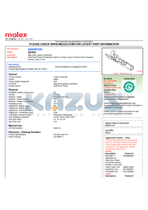 0002-08-1234 datasheet - Disk Drive Power Connection System, Female Crimp Terminal, Reel, Phosphor Bronze, AWG 14-20